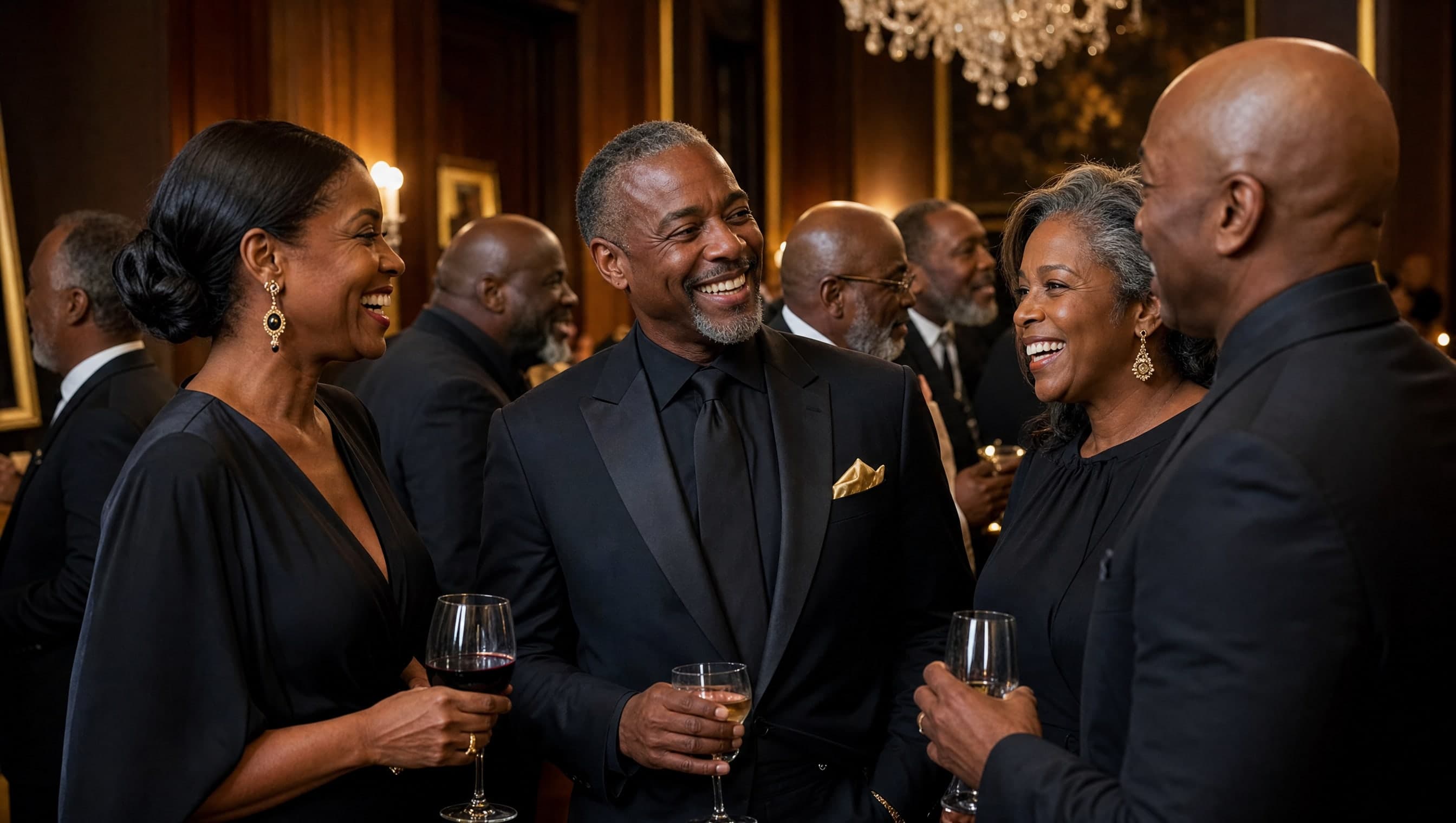 Sophisticated all-black gala atmosphere